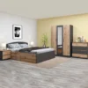 Camera da letto completa 160x200 con comò design moderno effetto legno rovere e antracite CMG45