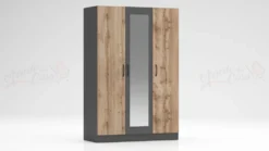 Camera da letto completa 160x200 con comò design moderno effetto legno rovere e antracite CMG45