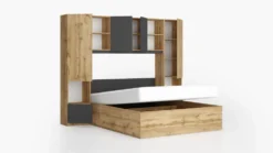 Camera da letto con armadio a ponte 254x200 cm rovere e antracite CMG49