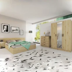 Camera da letto matrimoniale completa 160x200cm colore Rovere CDLI40