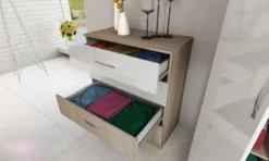 Camera da letto matrimoniale completa 160x200cm Rovere chiaro/Bianco Lucido CDLI40