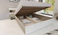 Camera da letto matrimoniale completa 160x200cm Rovere chiaro/Bianco Lucido CDLI40