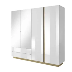 Camera da letto matrimoniale completa moderna bianco con dettagli rovere CDLLK1
