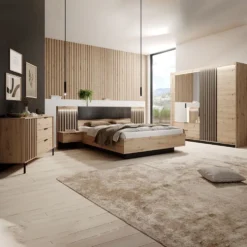 Camera da letto matrimoniale completa moderna rovere e nero CDLLK9