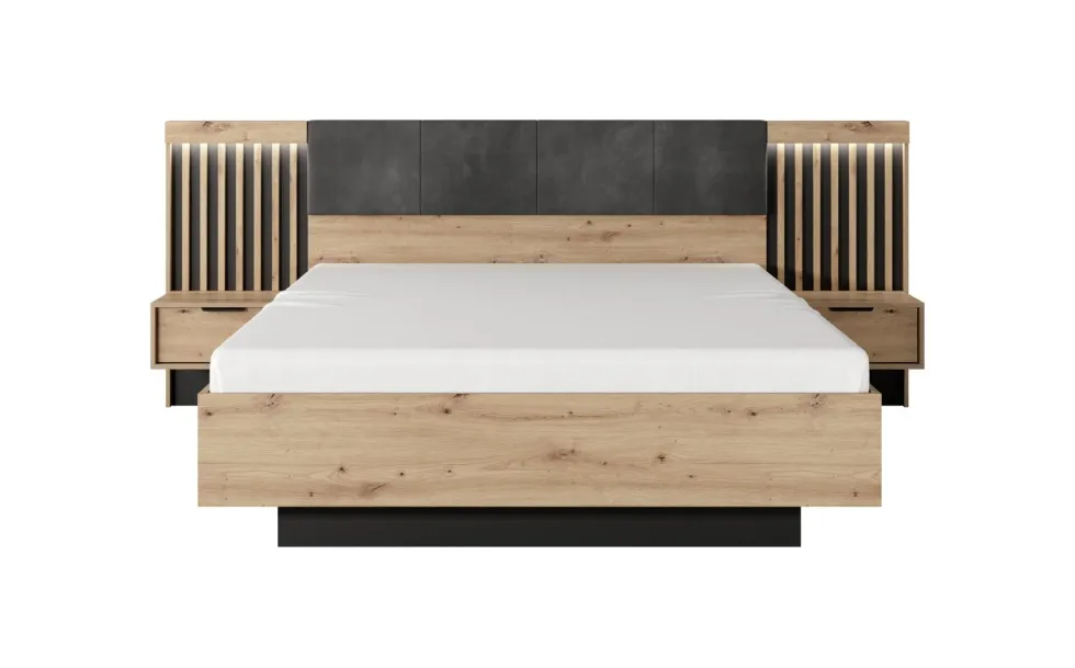 Camera da letto matrimoniale completa moderna rovere e nero CDLLK9