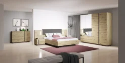 Camera da letto matrimoniale completa moderna rovere con dettagli grigio grafite CDLLK1