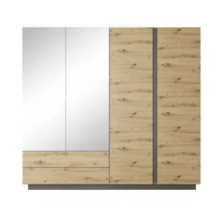 Camera da letto matrimoniale completa moderna rovere con dettagli grigio grafite CDLLK1