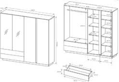 Camera da letto matrimoniale completa moderna rovere con dettagli grigio grafite CDLLK1