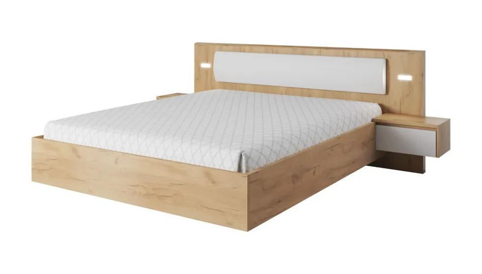 Camera da letto matrimoniale completa moderna bianco e rovere CDLLK10