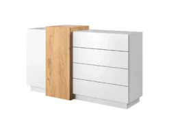 Camera da letto matrimoniale completa moderna bianco e rovere CDLLK11
