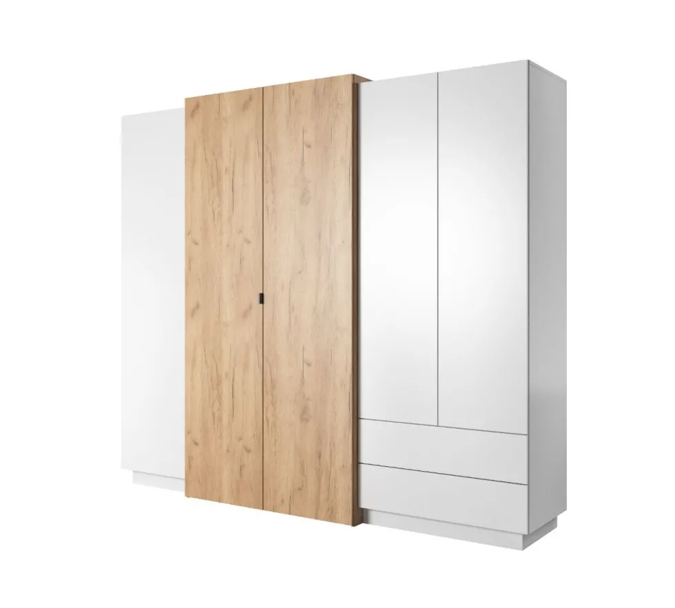 Camera da letto matrimoniale completa moderna bianco e rovere CDLLK11