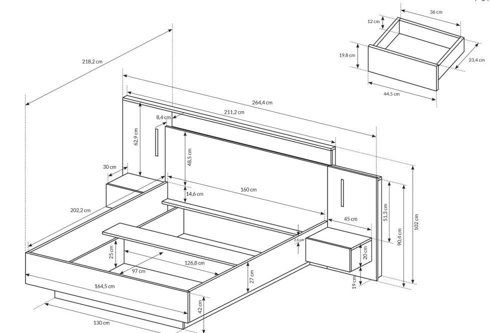 Camera da letto matrimoniale completa moderna bianco e rovere CDLLK11