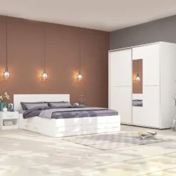 Camera da letto matrimoniale 160x200 completa design laccato bianco lucido CMG43