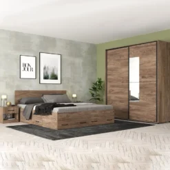 Camera da letto matrimoniale completa con letto 160x200 cm marrone CMG43