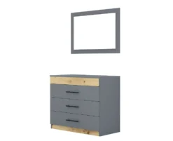 Camera da letto moderna completa 160x200 cm grafite e rovere CMG15