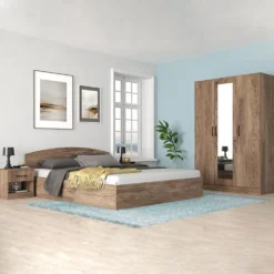 Camera matrimoniale completa con letto 160x200 cm marrone CMG41