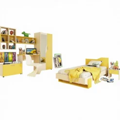 Cameretta per bambino giallo senape e beige CCU5