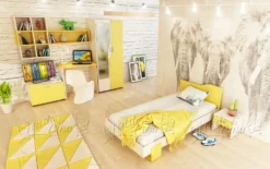 Cameretta per bambino giallo senape e beige CCU5