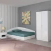 Cameretta 120x190 completa con letto a una piazza e mezza ad angolo bianco lucido CBG8