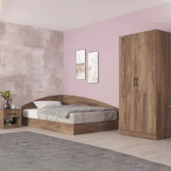 Cameretta 120x190 completa con letto a una piazza e mezza ad angolo marrone CBG8