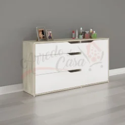 Cassettiera bianca e rovere moderna CI3042