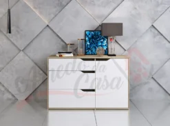 Cassettiera bianca e rovere moderna CI3042