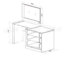 Cassettiera con specchio bianca e wengè CU9
