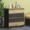 Cassettiera economica con 4 cassetti rovere e grigio lucido CG2