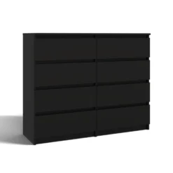 Cassettiera moderna con 8 cassetti 138x40x97 cm nera CMMT13