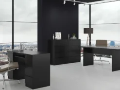 Cassettiera moderna con 8 cassetti 138x40x97 cm nera CMMT13