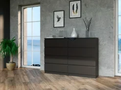 Cassettiera moderna con 8 cassetti 138x40x97 cm nera CMMT13
