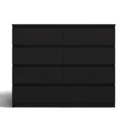 Cassettiera moderna con 8 cassetti 138x40x97 cm nera CMMT13