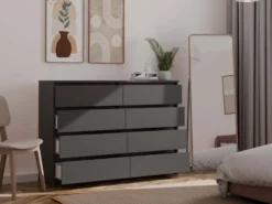 Cassettiera moderna con 8 cassetti 138x40x97 cm nera CMMT13