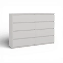 Cassettiera moderna con 8 cassetti 138x40x97 cm bianca CMMT13