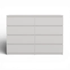 Cassettiera moderna con 8 cassetti 138x40x97 cm bianca CMMT13