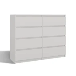 Cassettiera moderna con 8 cassetti 120x40x97 cm bianca CMMT12