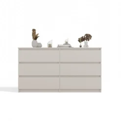 Cassettiera moderna con 6 cassetti 138x40x75 cm cashmere CMMT11