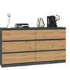 Cassettiera moderna con 6 cassetti 138x40x75 cm rovere e antracite CMMT11