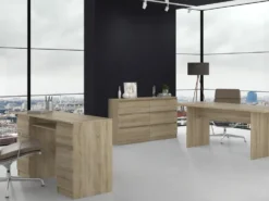 Cassettiera moderna con 6 cassetti 138x40x75 cm rovere chiaro CMMT11