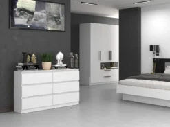 Cassettiera moderna con 6 cassetti 138x40x75 cm bianca CMMT11