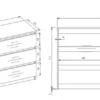 Cassettiera moderna con 6 cassetti 138x40x75 cm rovere e bianco CMMT11