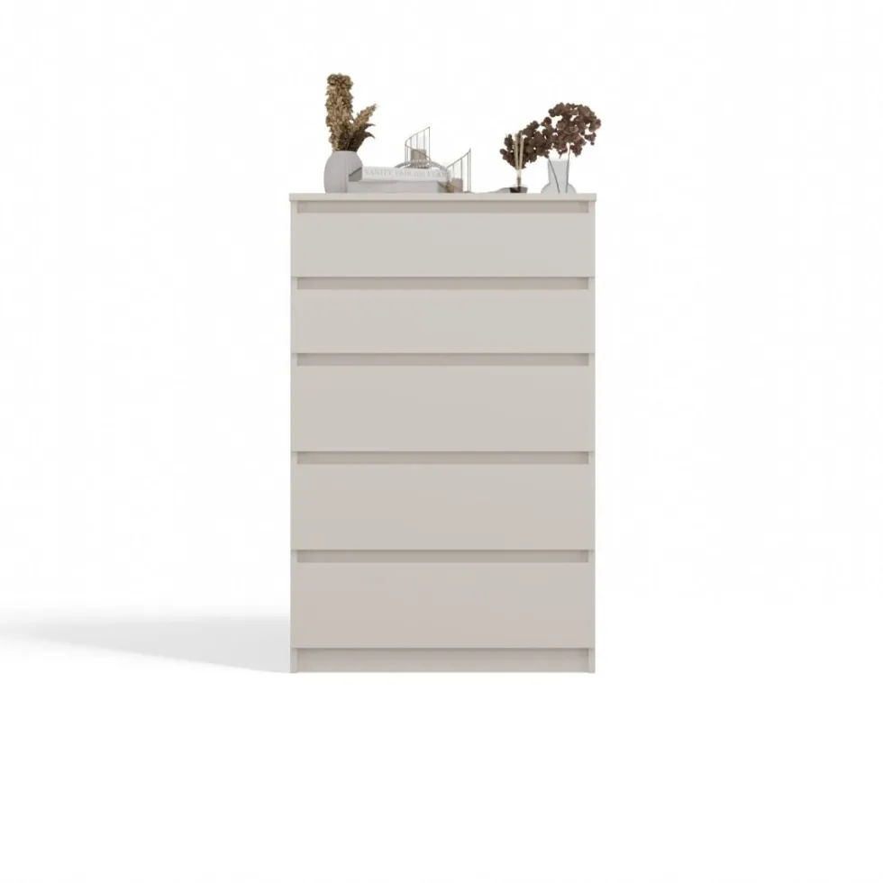 Cassettiera moderna con 5 cassetti 70x40x109 cm cashmere CMMT9