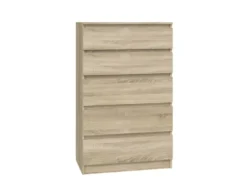 Cassettiera moderna con 5 cassetti 70x40x109 cm rovere chiaro CMMT9