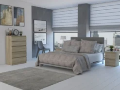 Cassettiera moderna con 5 cassetti 70x40x109 cm rovere chiaro CMMT9