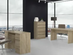Cassettiera moderna con 5 cassetti 70x40x109 cm rovere chiaro CMMT9