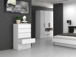 Cassettiera moderna con 5 cassetti 70x40x109 cm bianca CMMT9