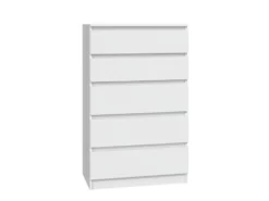 Cassettiera moderna con 5 cassetti 70x40x109 cm bianca CMMT9