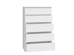Cassettiera moderna con 5 cassetti 70x40x109 cm bianca CMMT9