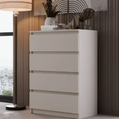 Cassettiera moderna con 4 cassetti 70x40x97cm beige cashmere CMMT8