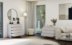 Cassettiera moderna con 3 cassetti 85x40x66 cm beige cashmere CMMT3